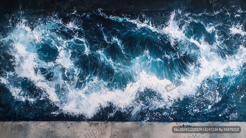 海浪背景墻