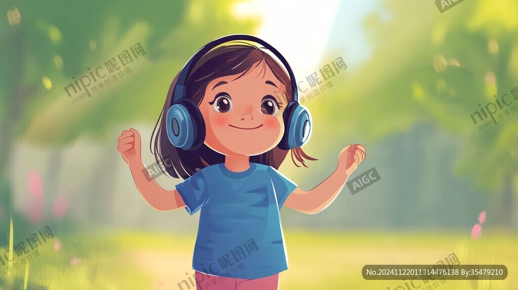 聽歌的小女孩