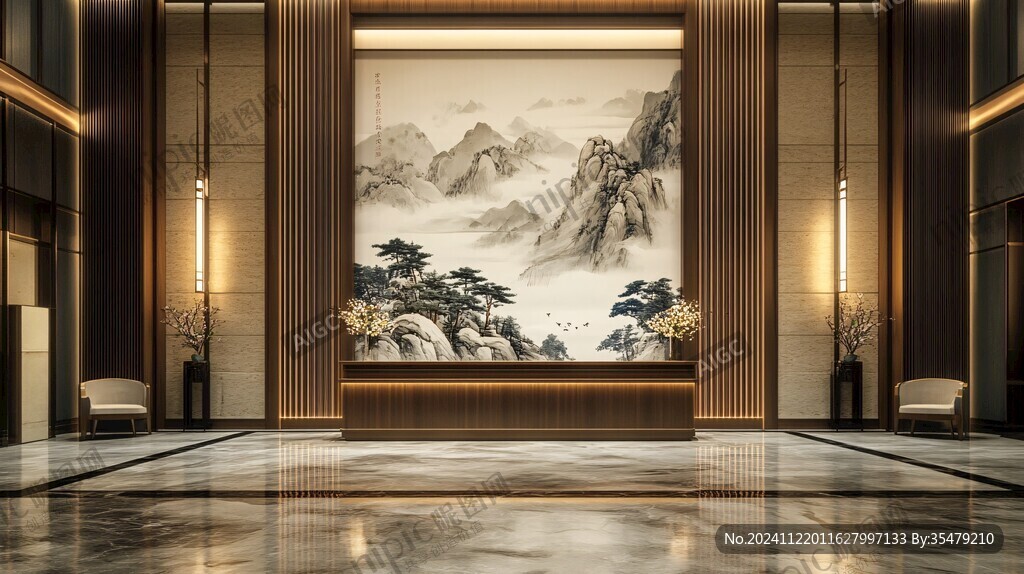 迎客松酒店客廳背景