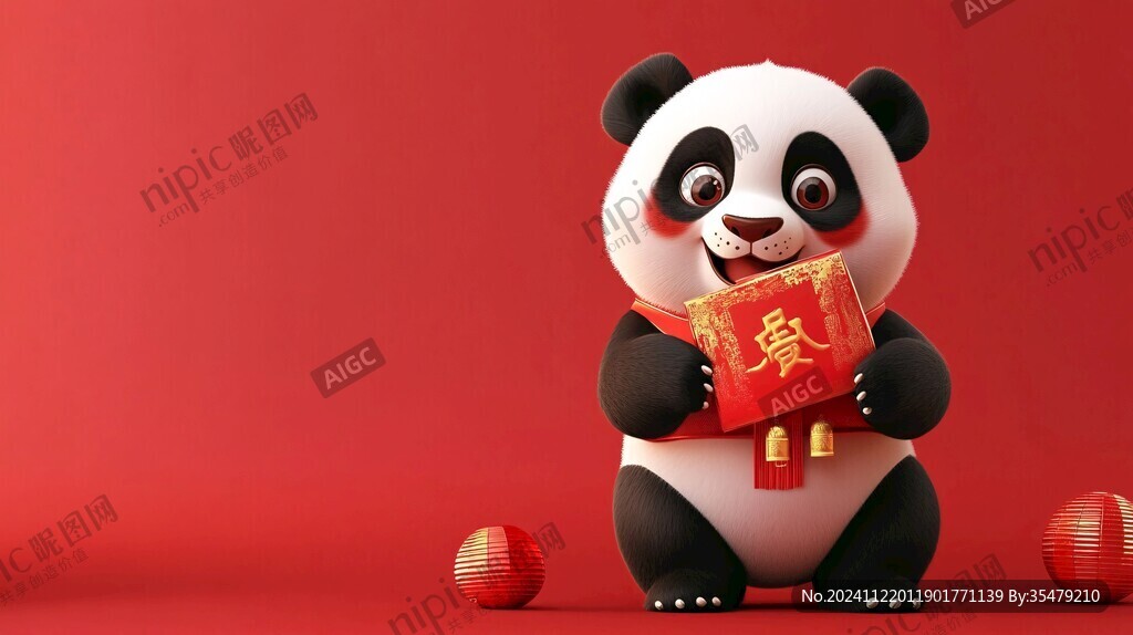 拿著紅包的熊貓