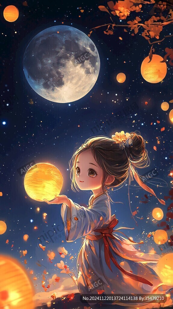 中秋古裝插畫