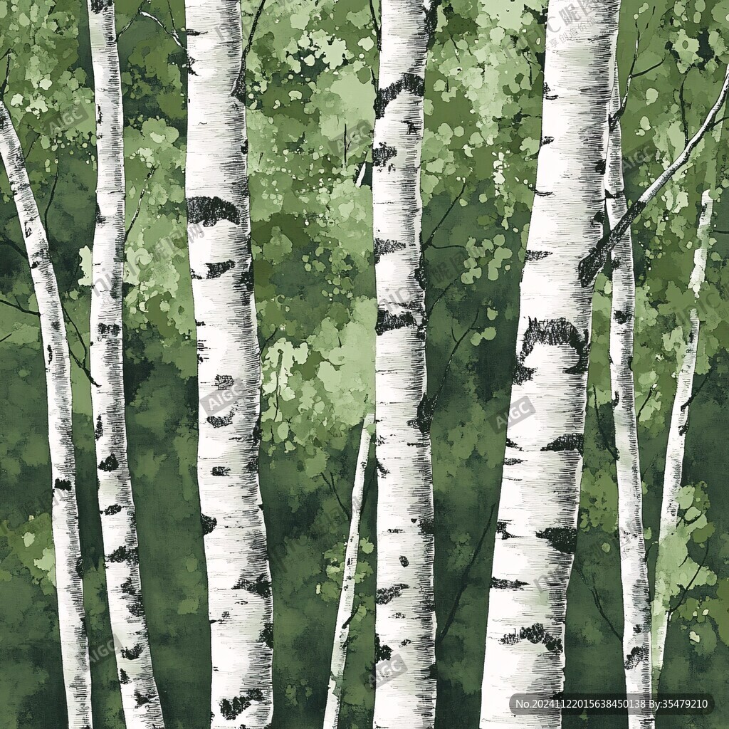 白樺林插畫