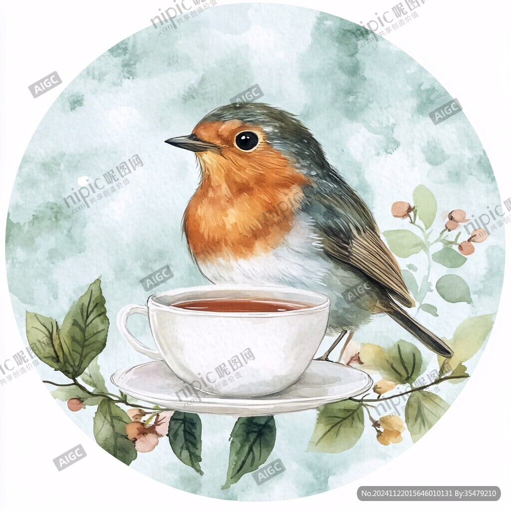 水彩小鳥插畫