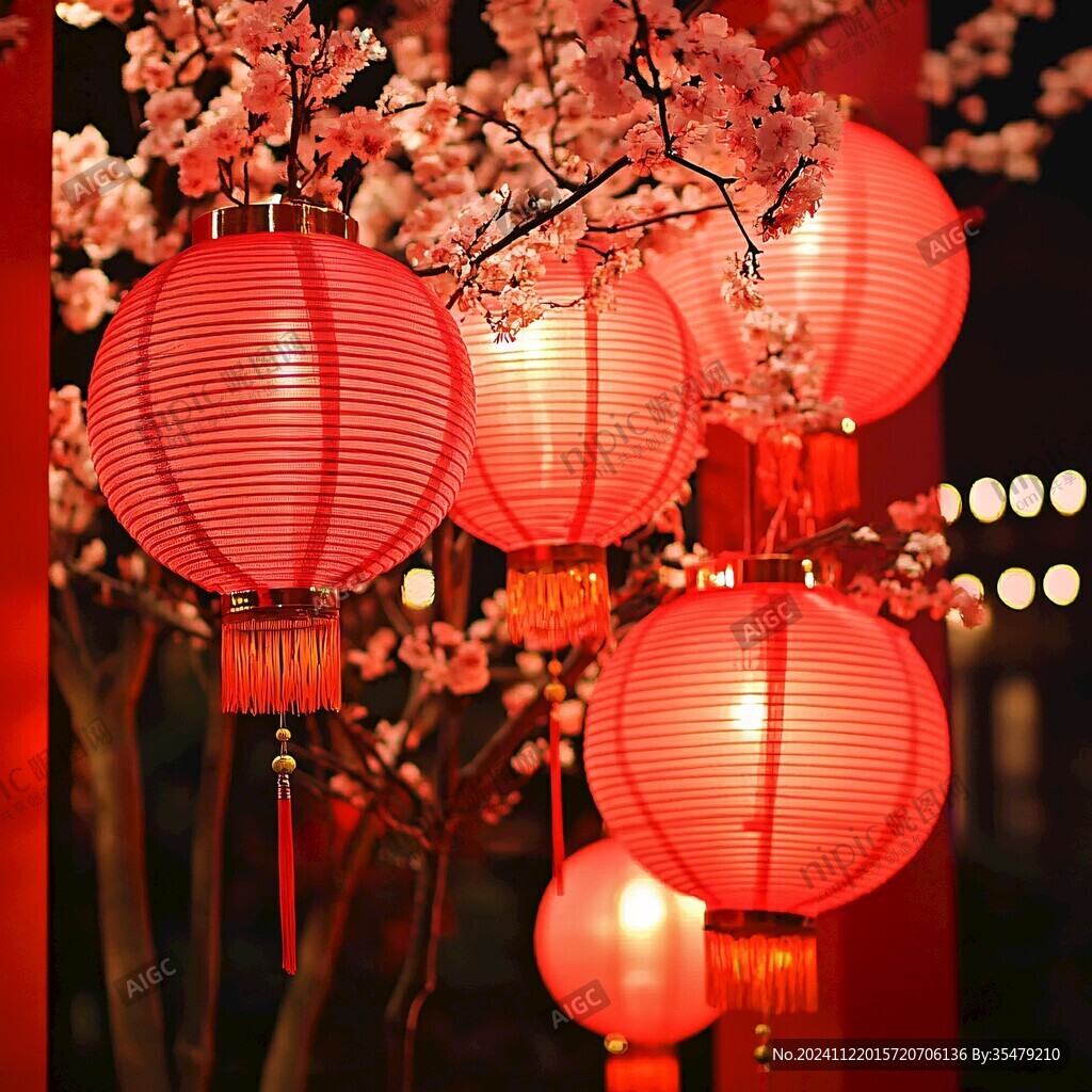 燈籠與紅櫻