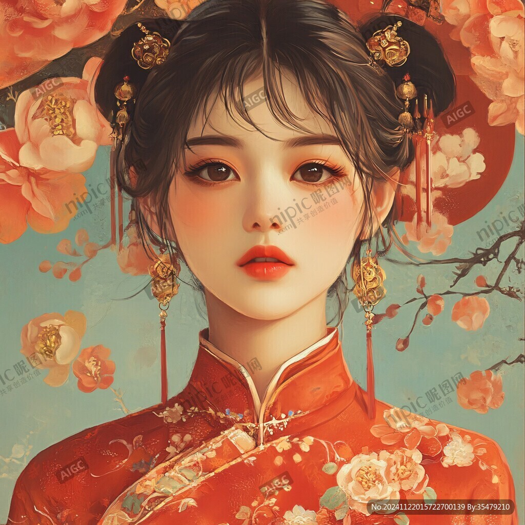 古風(fēng)美女頭像插畫(huà)封面