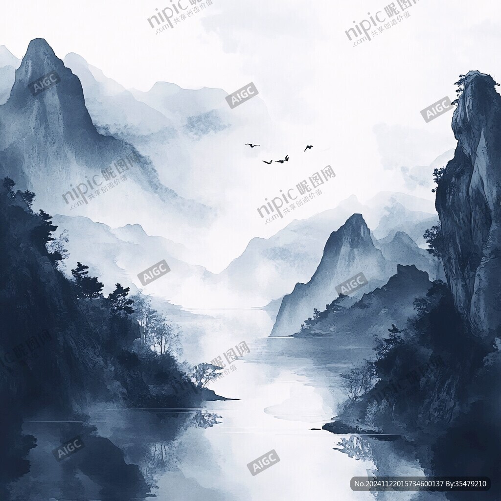 詩意古風水墨山水