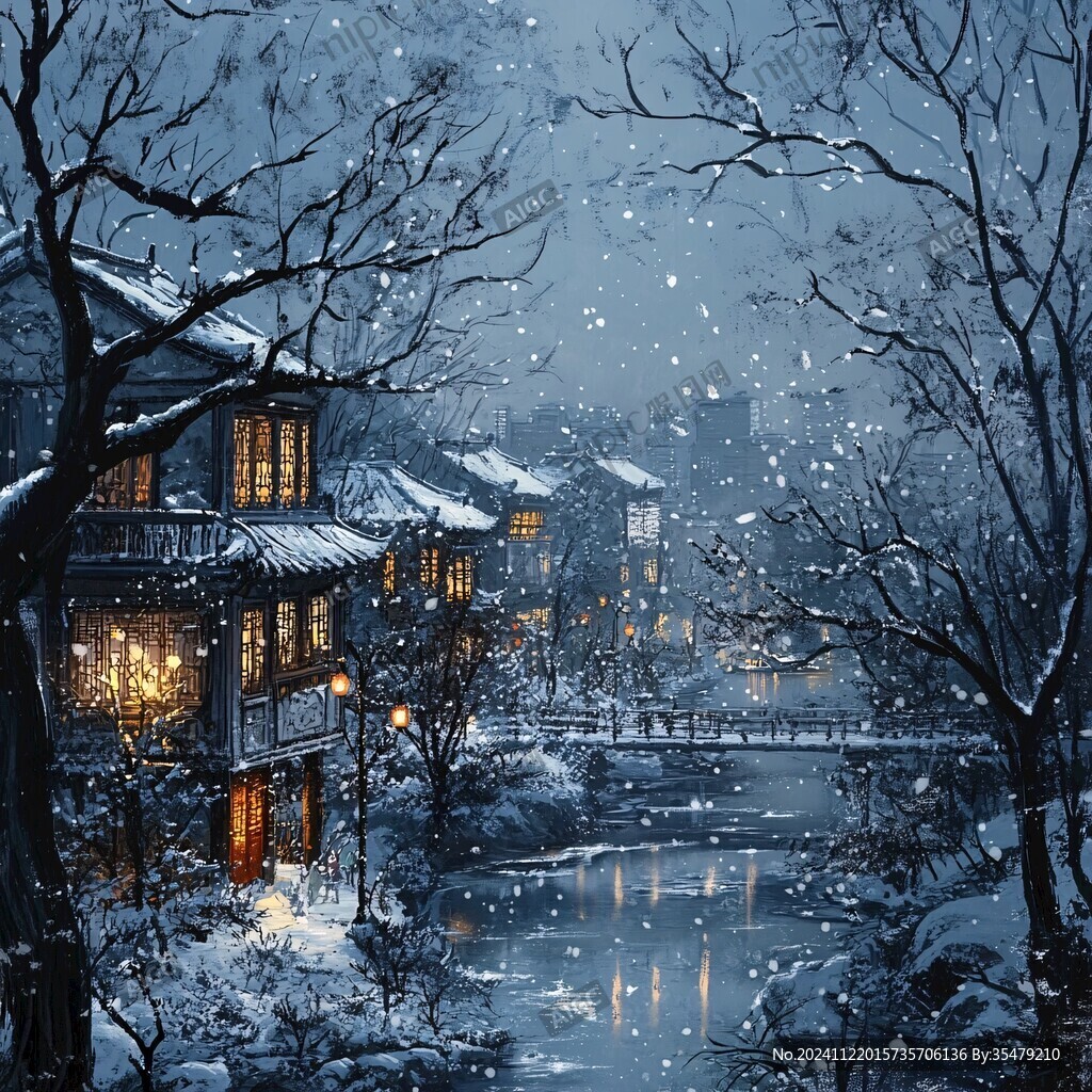 雪景古風(fēng)插畫