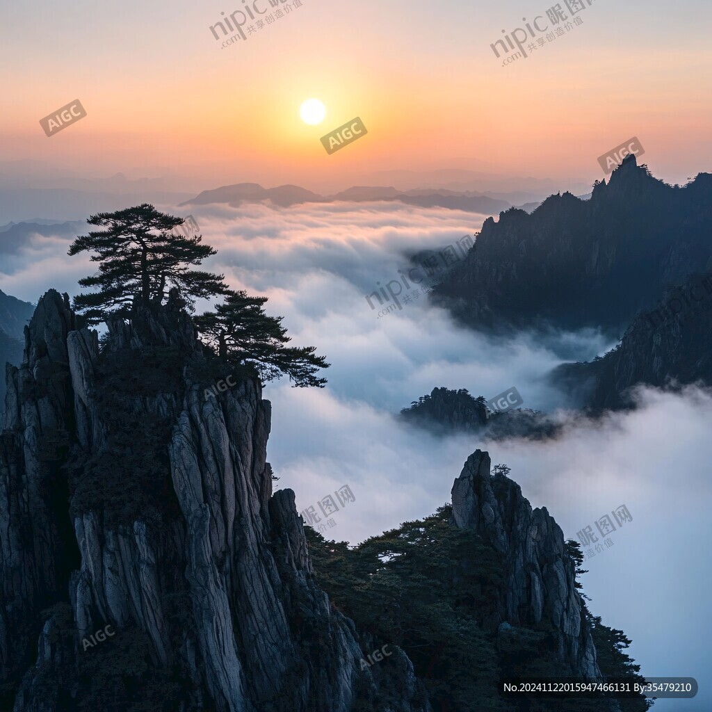 迎客松日出