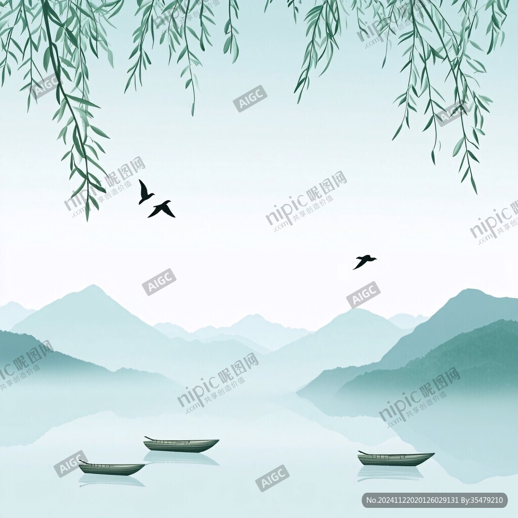 江南春季山水插畫(huà)