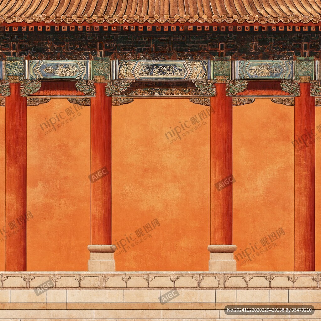 故宮午門立面插畫圖