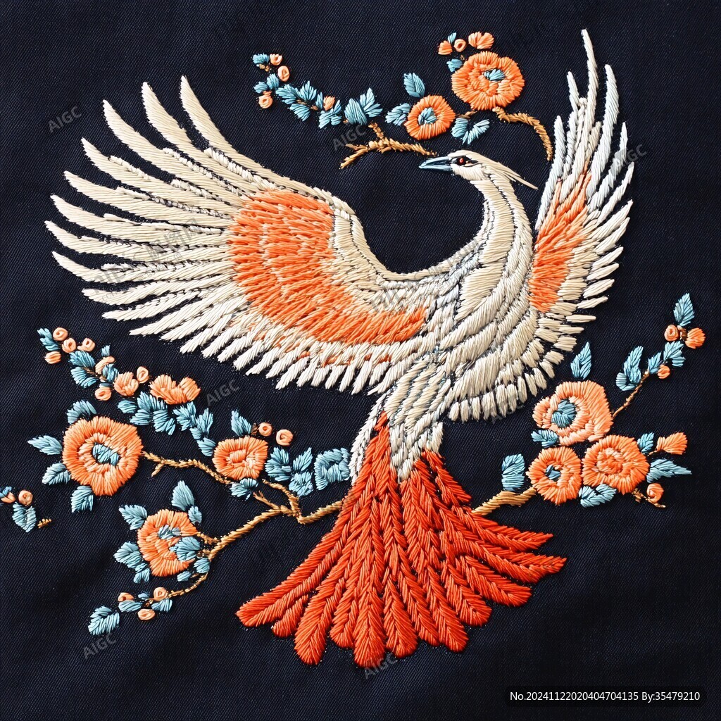 一品仙鶴手工刺繡官補
