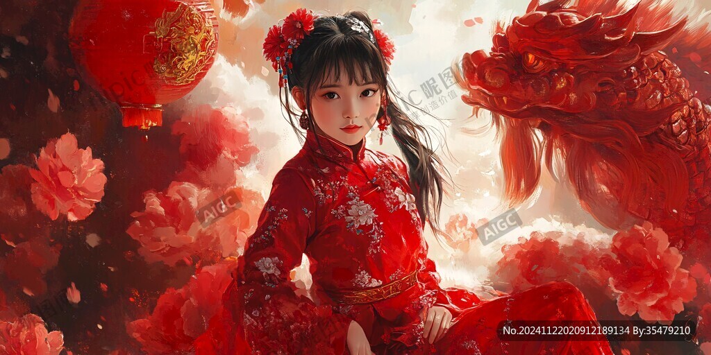 古風(fēng)美女過年