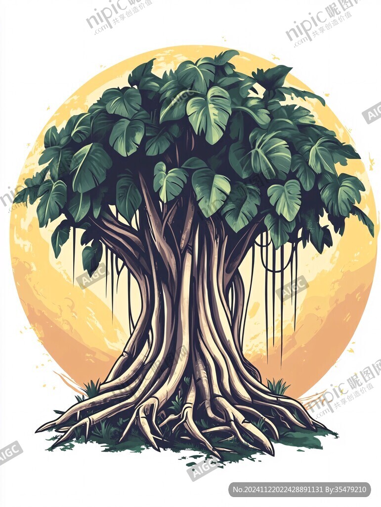 手繪榕樹