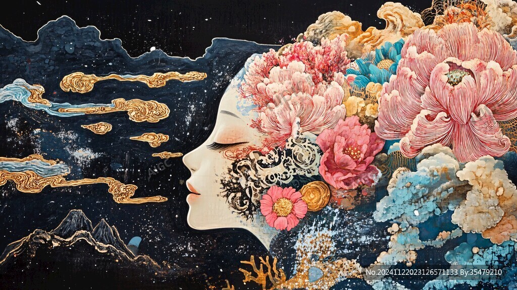 牡丹文創插畫