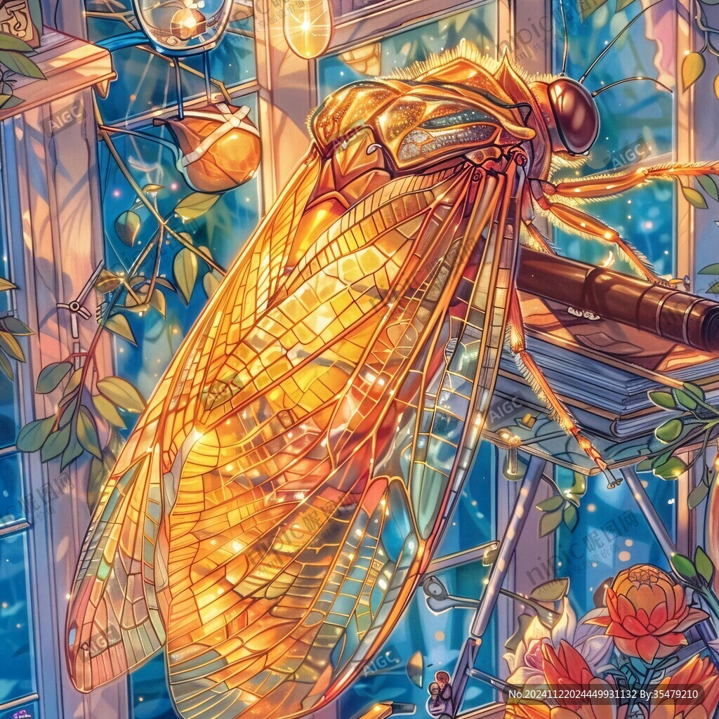 蟬插畫