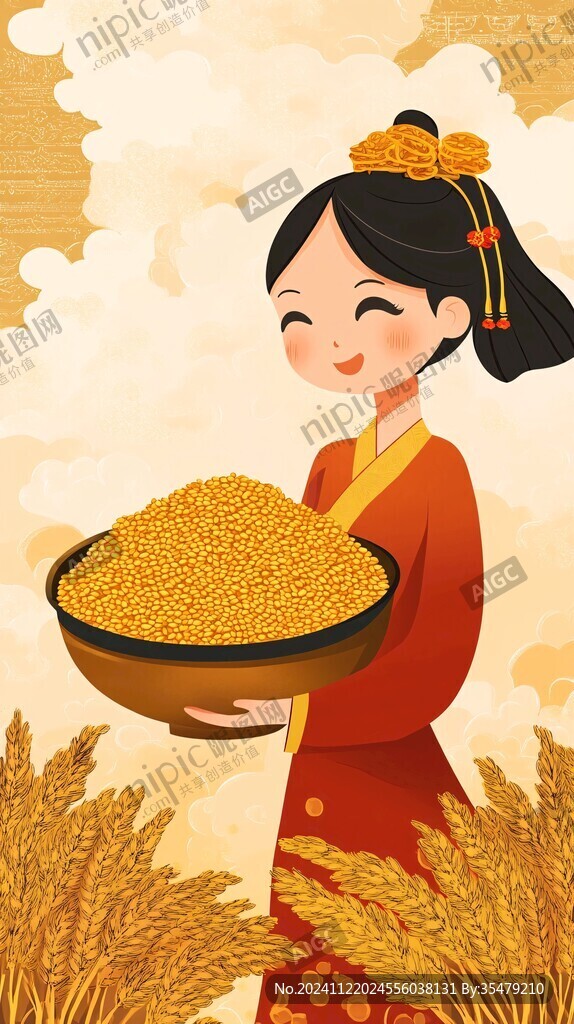 揚(yáng)谷豐收插畫