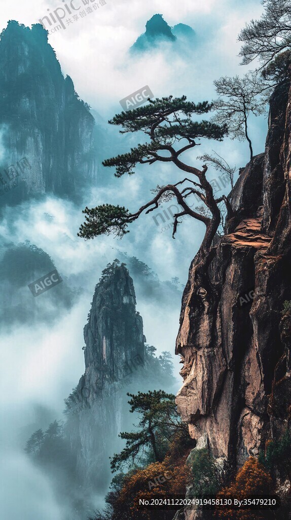 霧中的迎客松