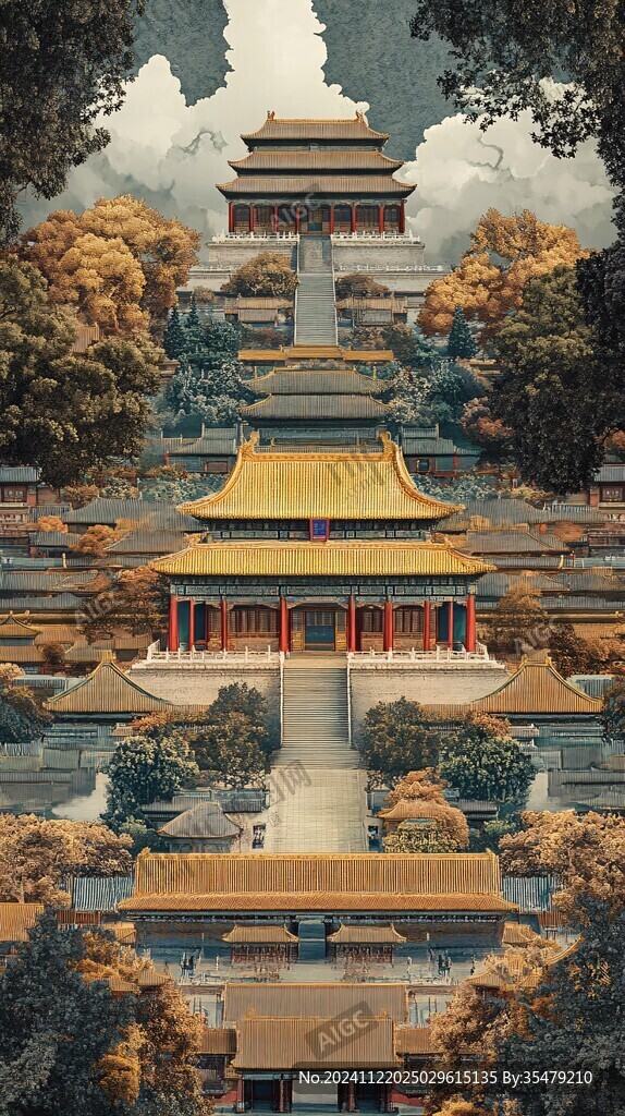 皇宮樓閣插畫