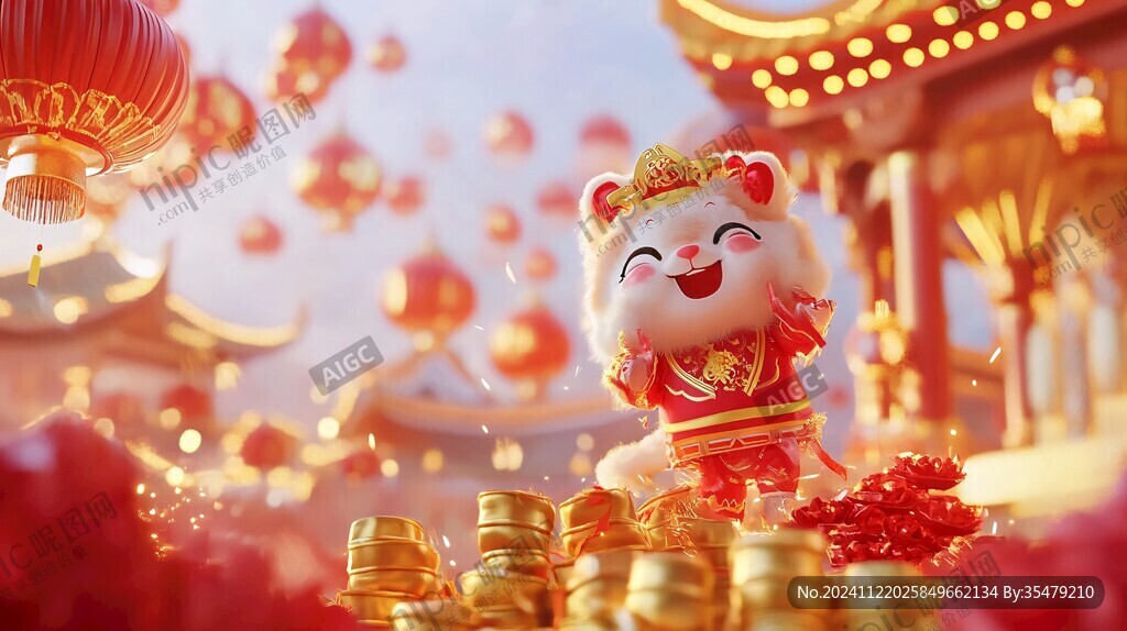 招財(cái)貓恭喜發(fā)財(cái)大拜年