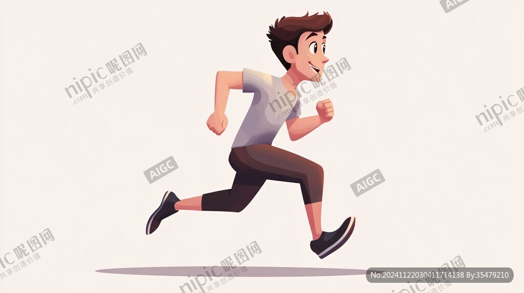 扁平插畫跑步