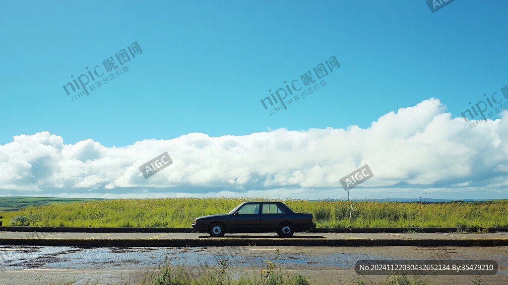 草原藍(lán)天白云汽車