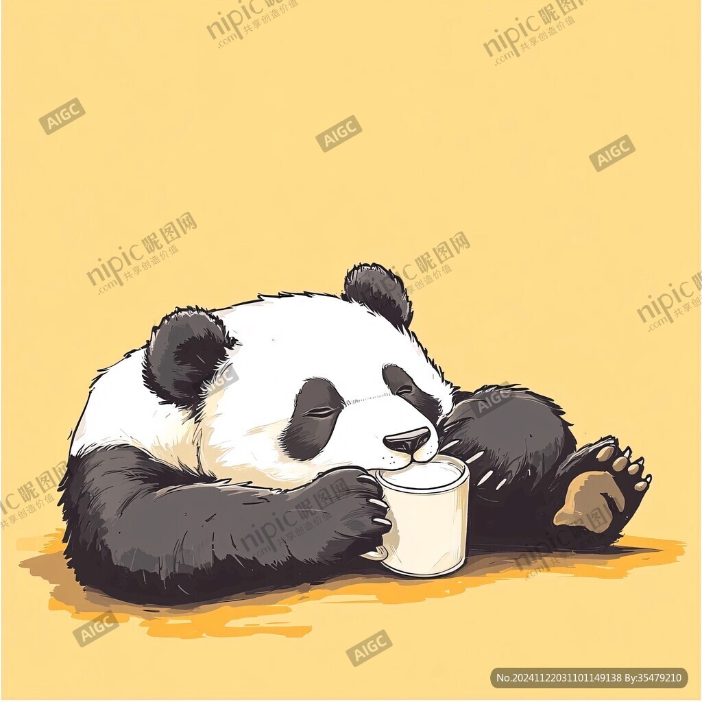 熊貓茶葉插畫