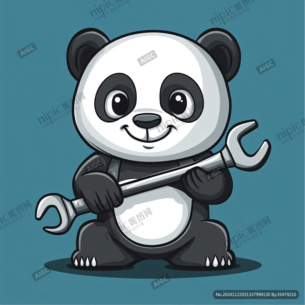 熊貓廚師拿鍋鏟形象