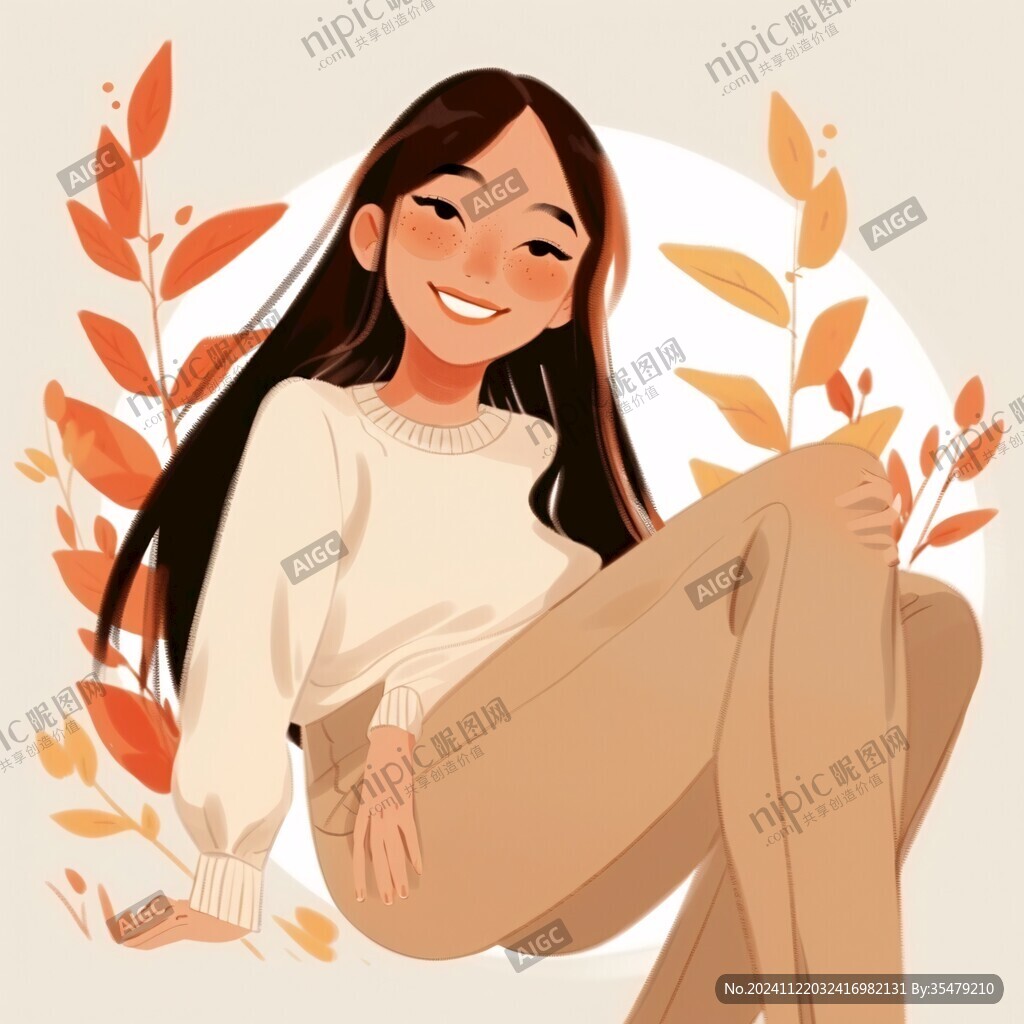 輕松好心情的女孩插畫