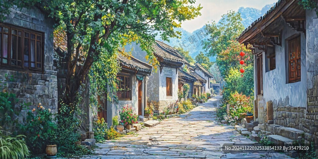 美麗鄉(xiāng)村古鎮(zhèn)街景