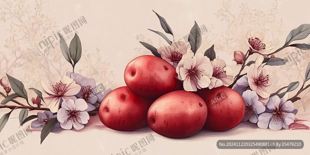 花紅果包裝插畫