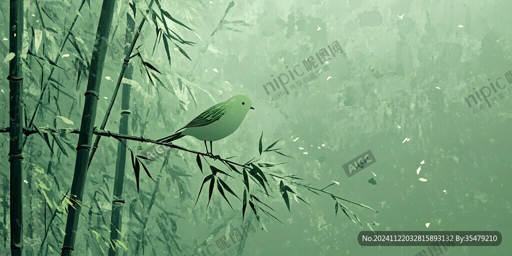 竹林飛鳥插畫