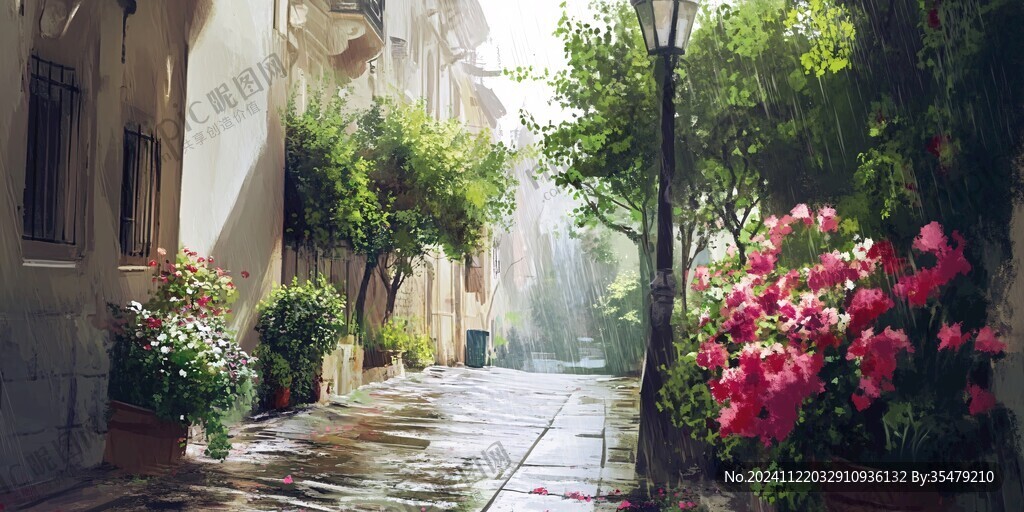 開滿鮮花的街道