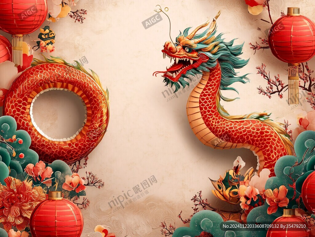 吊旗龍年插畫