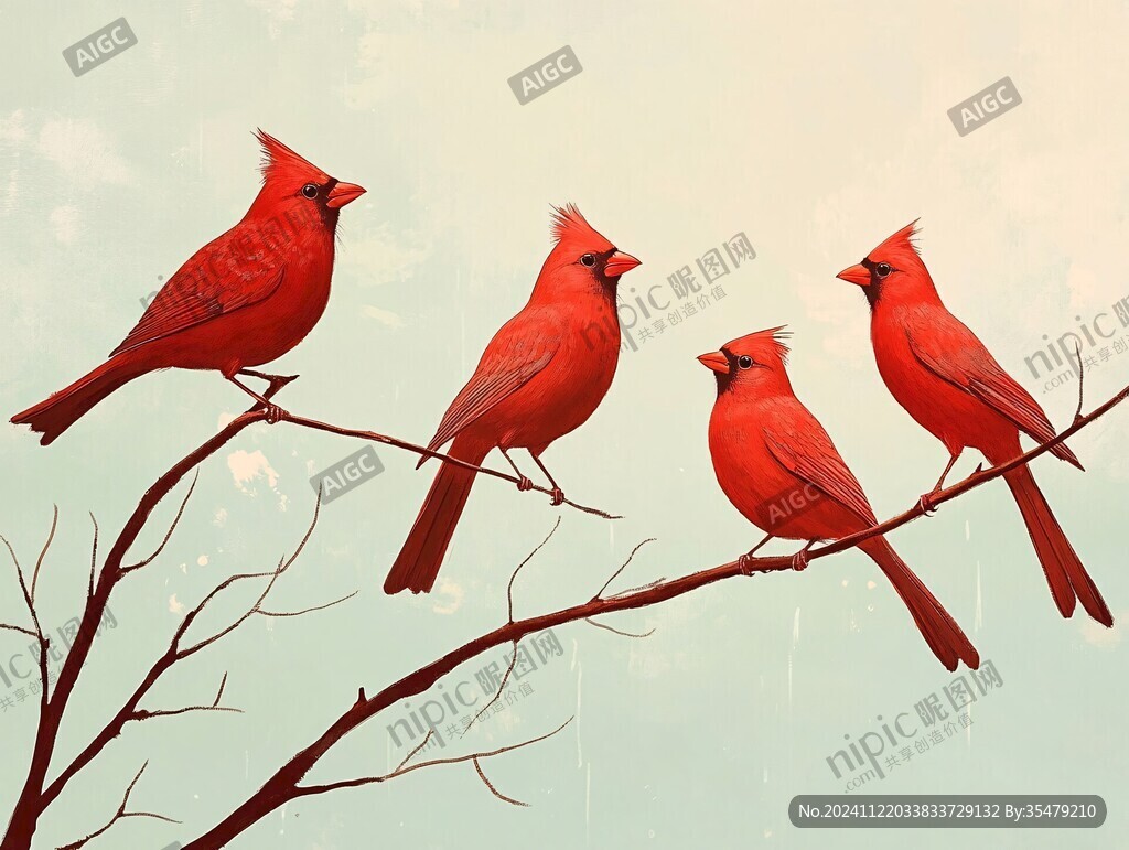 一群紅色的鳥