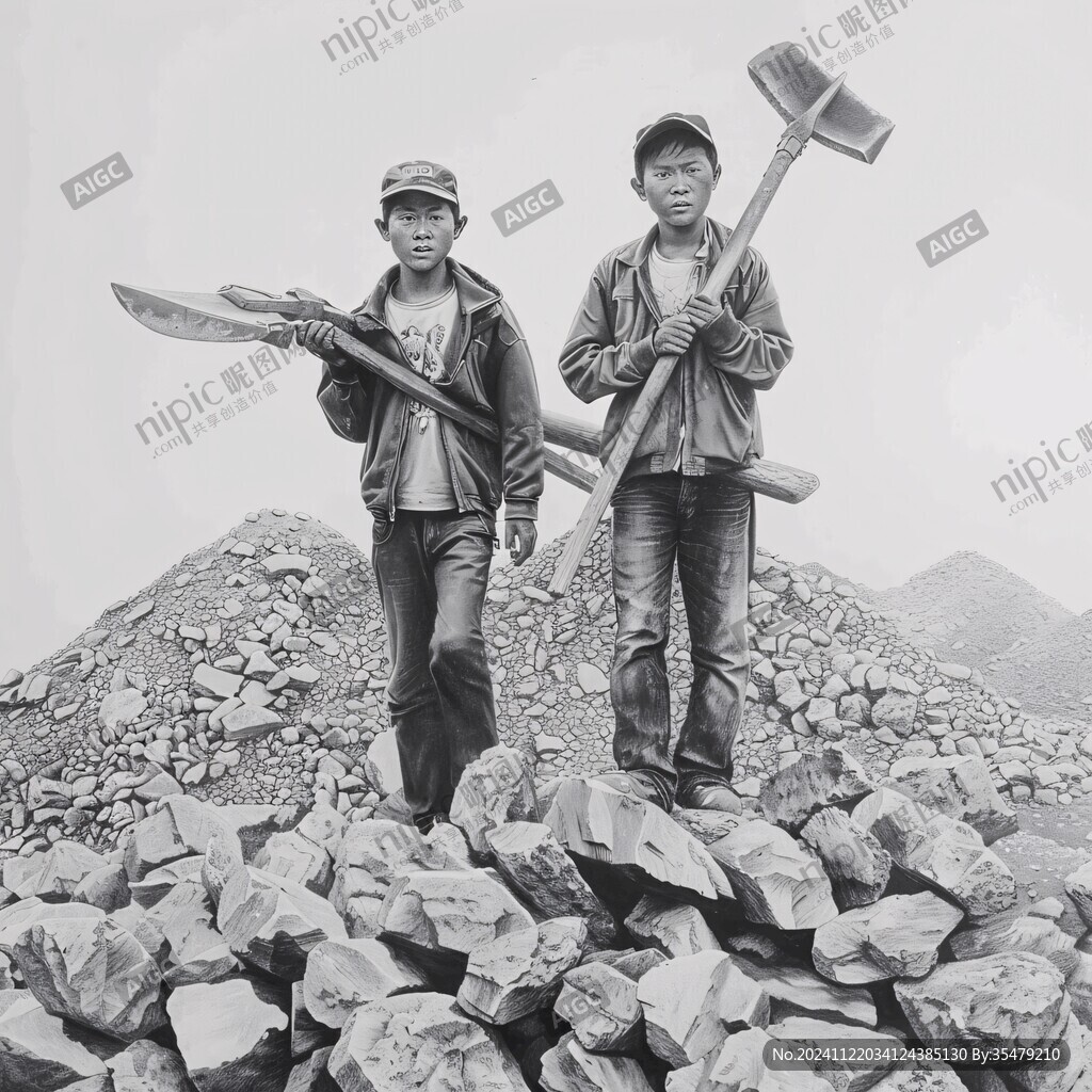 延河畔上女石匠