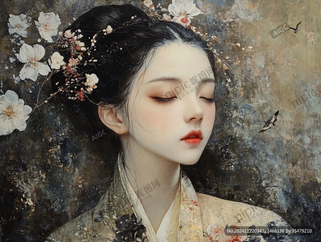 古風美女頭像插畫封面