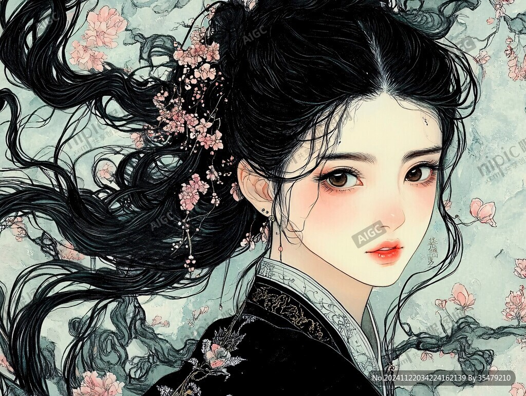 古風(fēng)美女頭像插畫封面