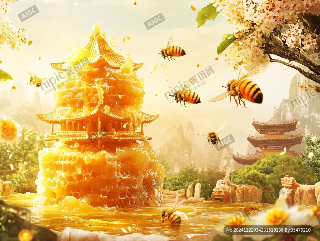 蜂蜜豐收插畫