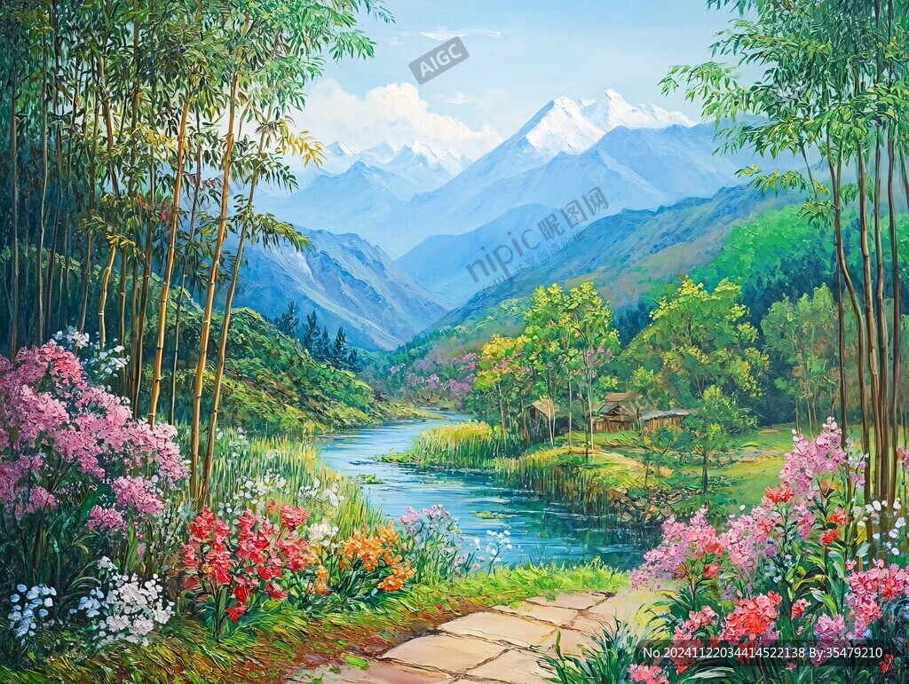 油畫山水風(fēng)景