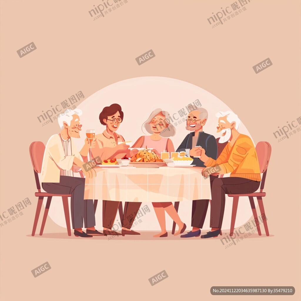 家庭聚餐插畫