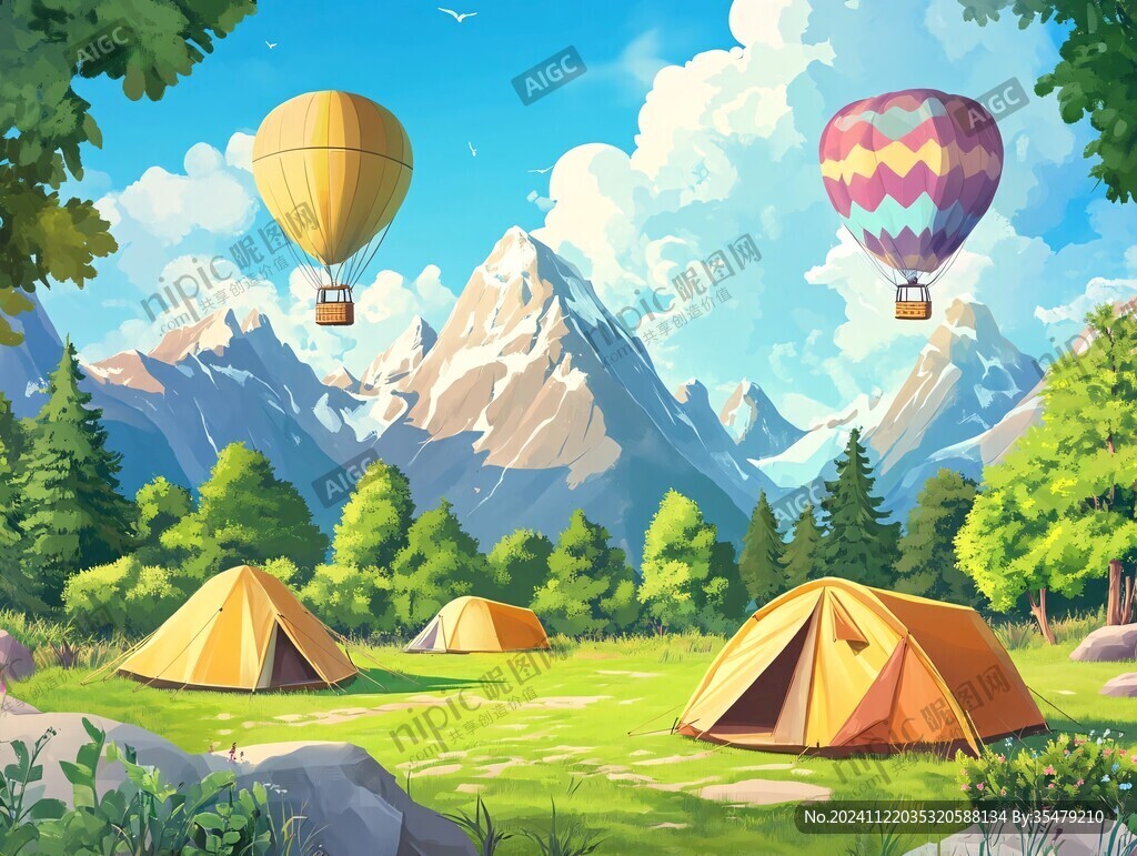 戶外露營插畫kv