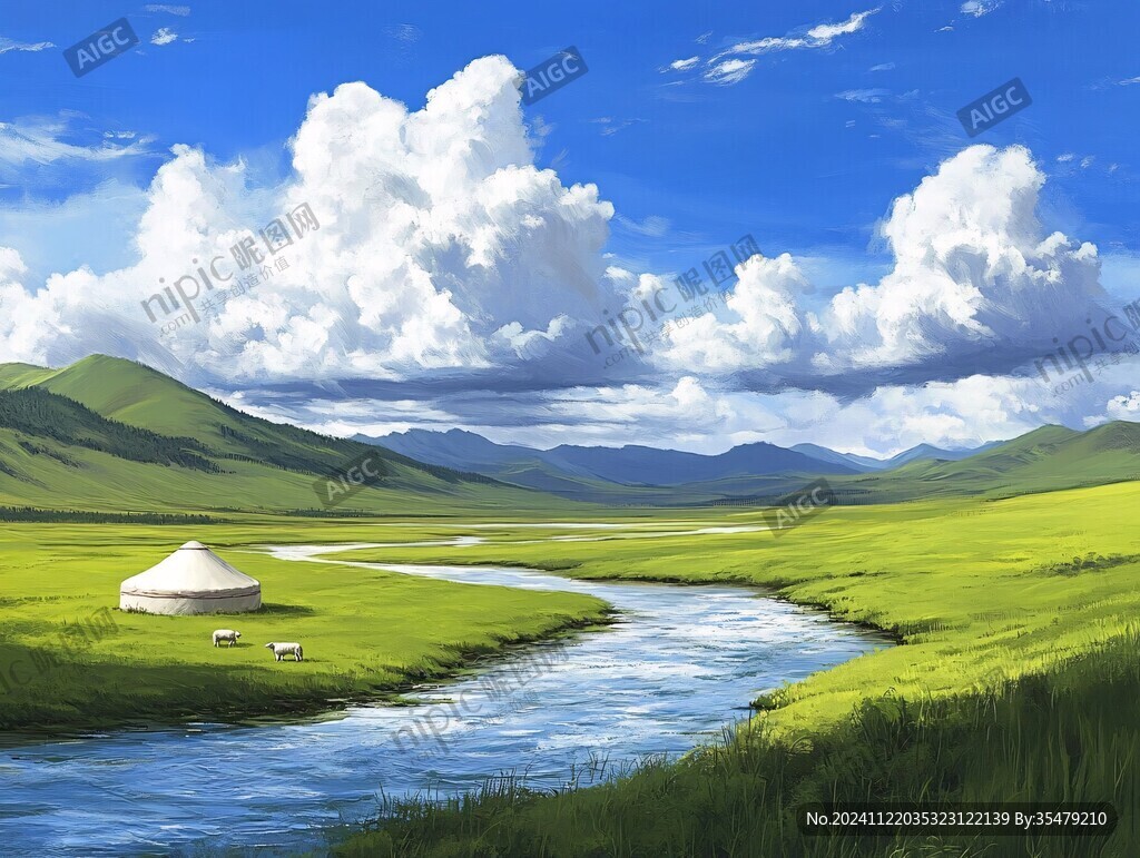 草原風光插畫