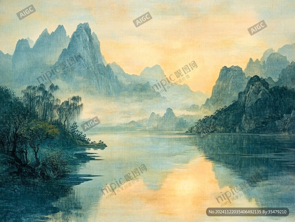 日出山水畫