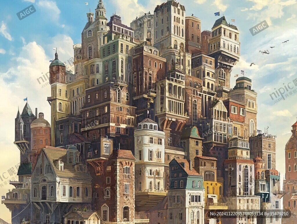 北歐城鎮(zhèn)建筑群全貌