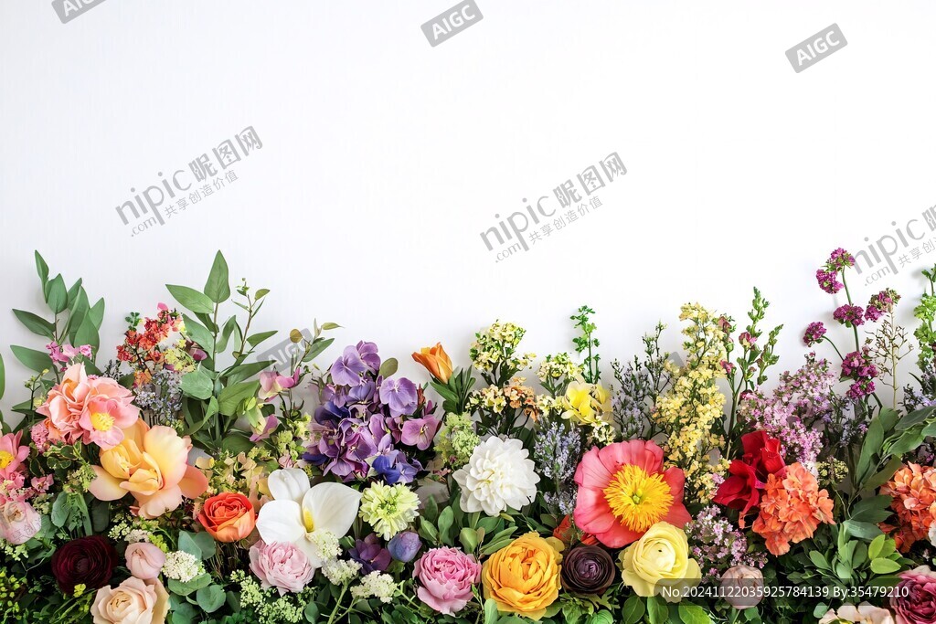 鮮花鋪滿墻壁裝飾底圖
