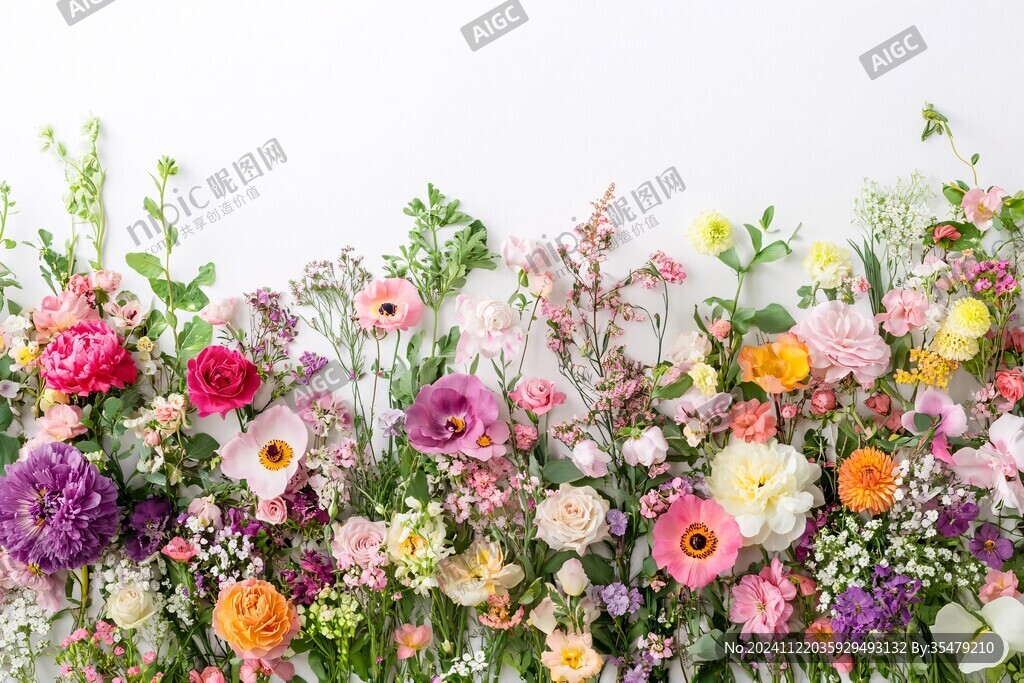 鮮花鋪滿墻壁裝飾底圖