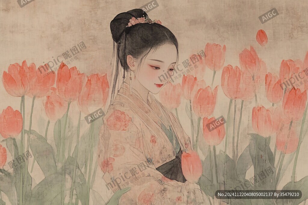 漢服美人插畫