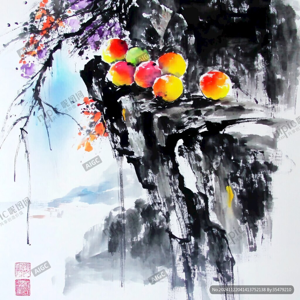手繪柿果圖