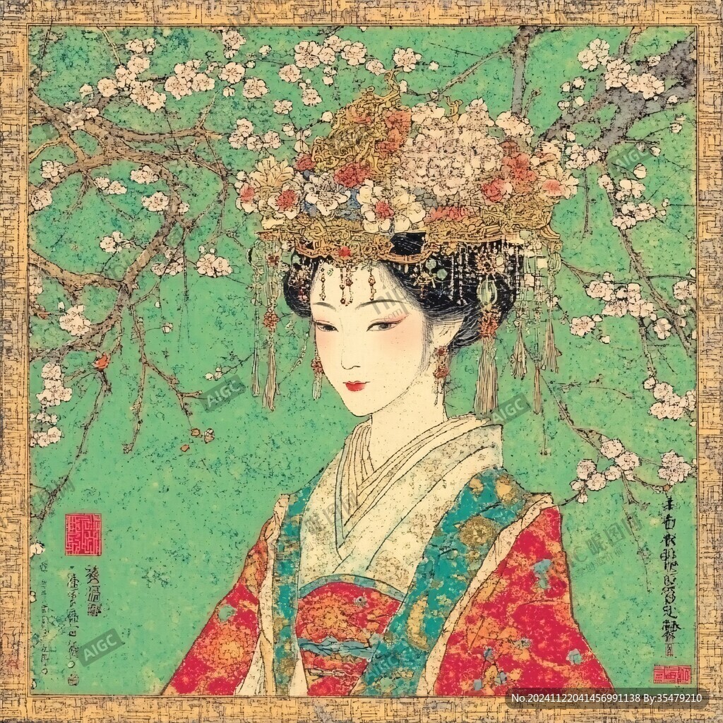 仕女梅妝圖