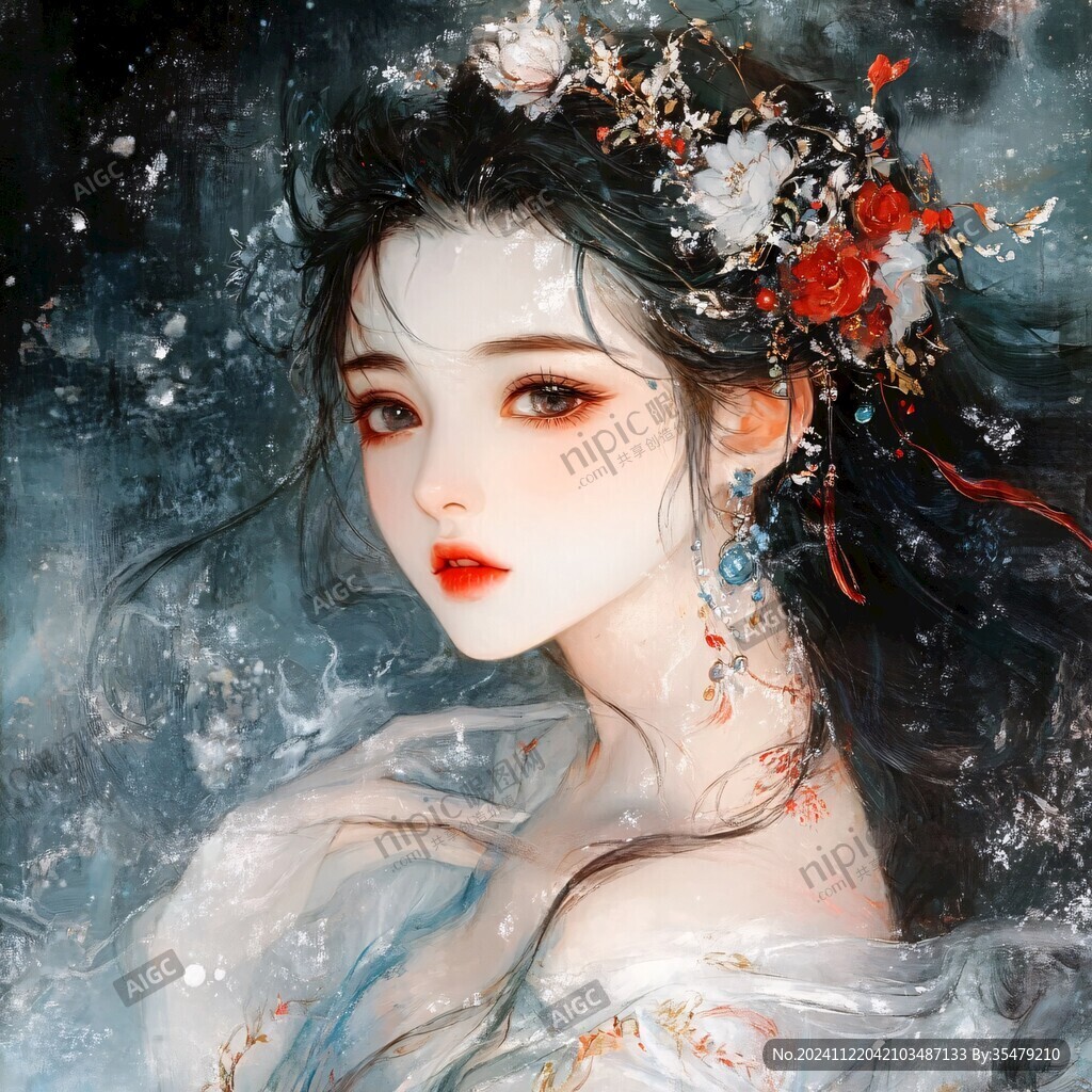 古風(fēng)美女頭像插畫(huà)封面